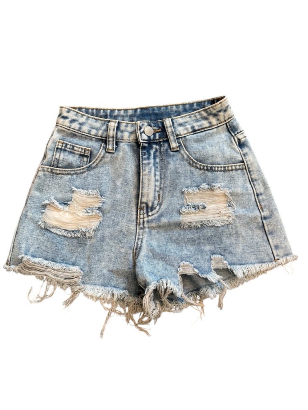 SHEIN | Light Blue Distressed Denim Jean Shorts for Girls